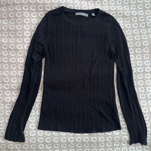 Vince Slinky Sheer Ribbed Knit Sweater